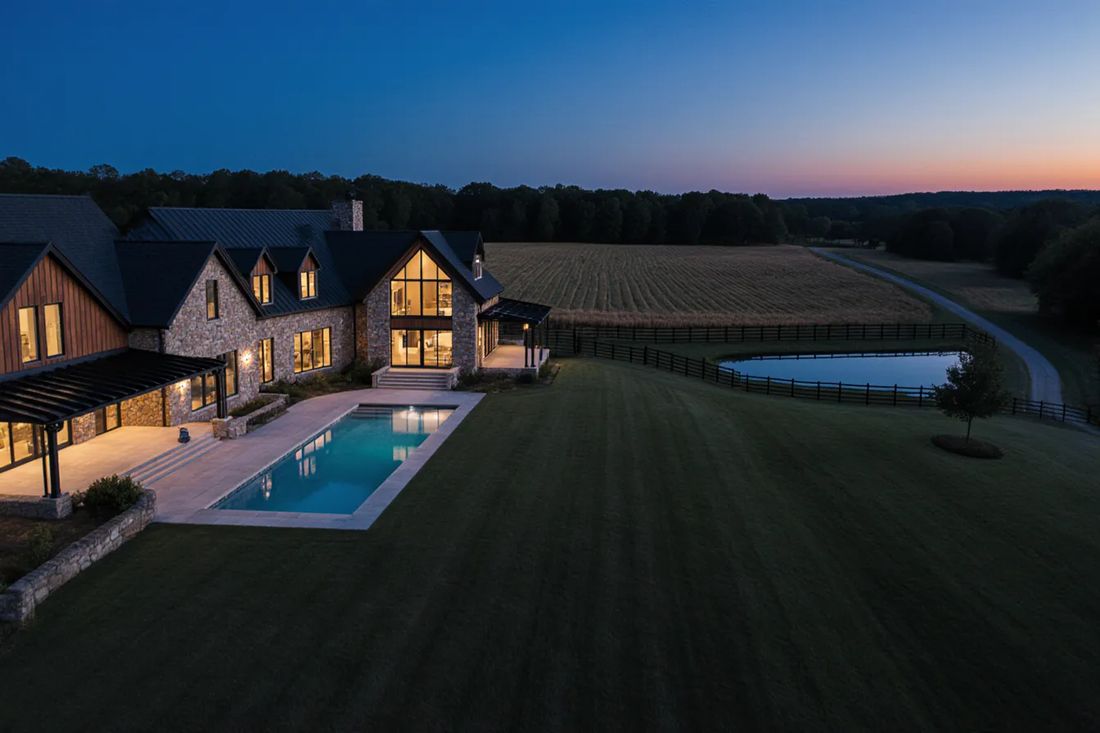 Aerial artist's concept of an estate on the Vesper land