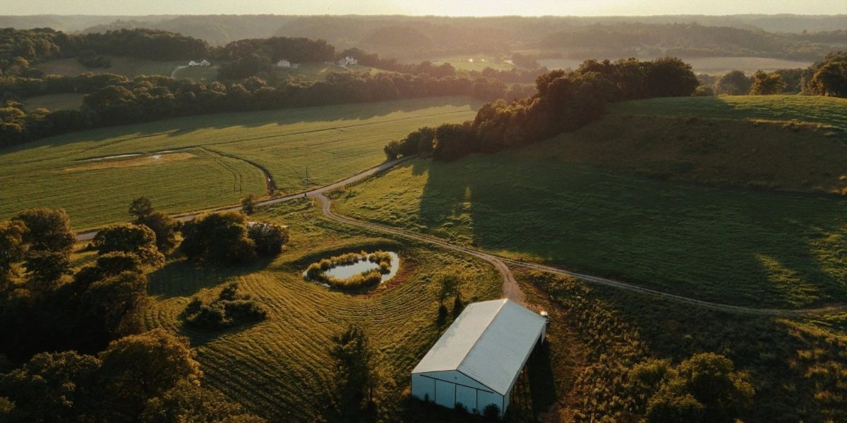 Pond and fields on the Highlands tract